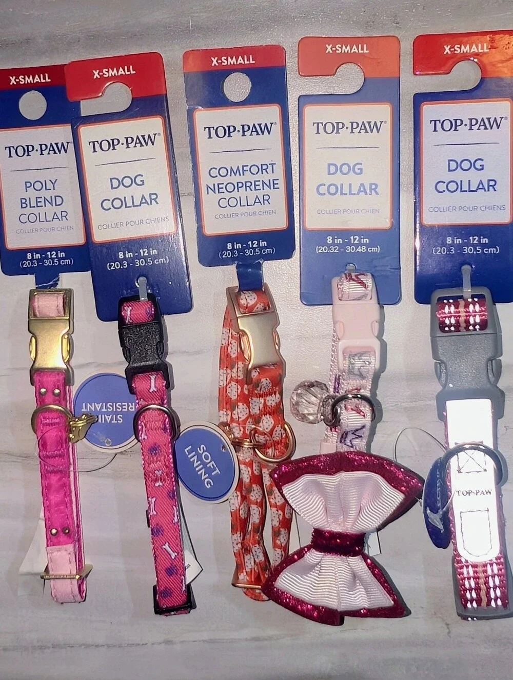 TOP-PAW X-SMALL Dog Collars (8-12 inch) - Lot of 5